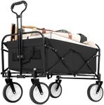 Best Office Collapsible Wagon Folding Foldable Garden Cart with Large Capacity, 176 LBS Capacity Portable Utility Wagon Cart Heavy Duty for Beach Camping Shopping Garden,Black