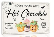 Halloween Hot Chocolate Vintage Metal Tin Sign Retro Cafe Bar Home Wall Decor Happy Halloween Poster Halloween Accessories 8x12 Incheses