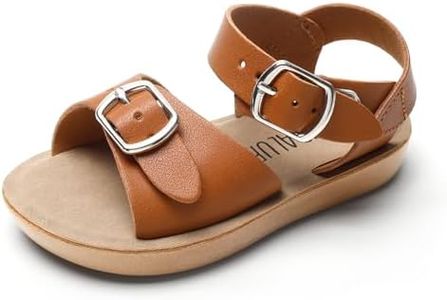 SANDALUP Toddler Sandals, Brown Grils Sandals, Open Toe Adjustable Double Buckle Salt Water Sandals, Summer Casual Beach Sandals for Kids Baby Girls Boys Size 10