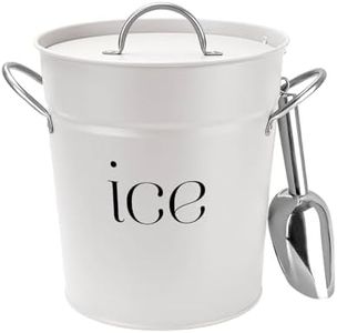 3Qt White Galvanized Ice Bucket with Lid, Scoop & Handles - Ideal for Cocktails, Parties, BBQs, Wine & Champagne. Double-Layer Insulated Outer & Galvanized Inner Layer, Perfect for Home & Outdoor Use