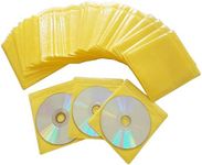 100 Pack Premium CD DVD Sleeves,Thick Non-Woven Material Double-Sided Refill Plastic Sleeve for CD and DVD Storage Binders Disc Case (Yellow)