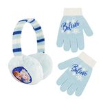 Disney Girls' Winter Earmuffs and Kids Set, Frozen 2 Ear Warmers Ages, Light Blue, Gloves-Age 4-7, Light Blue, Gloves - Age 4-7