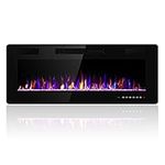 Electactic 36 inches Electric Fireplace Recessed and Wall Mounted Electric Fireplace, Fireplace Heater and Linear Fireplace, with Timer, Remote Control, Adjustable Flame Color, 750w/1500w