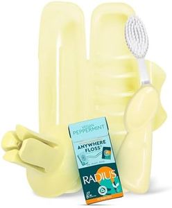 RADIUS Vacation Pastel Bundle, Includes Left Handed Big Brush, Toothbrush Travel Case, DOC Toothbrush Holder, Anywhere Travel Floss Packette, Lemon Meringue Yellow, 4 Piece Bundle