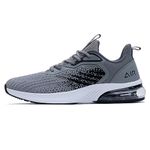 Quseek Mens Air Running Trainers Fashion Sneakers Casual Walking Shoes Comfortable Tennis Shoes GreyBlack UK 10