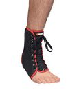 Maxar Canvas Ankle Brace with Laces (Large (See Size Chart), Black with Red Trim)