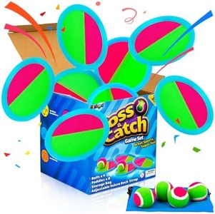 Ayeboovi Toss and Catch Ball Set with 8 Paddles 4 Balls Outdoor Beach Pool Toys for 3 4 5 6 7 8 Year Old Boys Girls Birthday Gift Stocking Stuffers Outside Camping Lawn Yard Games for Kids and Family