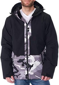 Alpine Swiss Mens Waterproof Ski Jacket Hooded Snowboarding Coat Warm Winter Snow Jacket Raincoat Black White Camo XL
