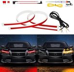 DUOFU365 DRL Strip Light,2PCS 24 Inch Waterproof Flexible Sequential Turn Signal Light,DC 12V Super Bright Car Daytime Running Light Red &Amber/Yellow Switchback Sequential Lamp