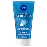 NIVEA Refreshing Wash Gel (150ml), Face Wash Gel with Lotus Flower and Hydramine, Deeply Cleanses and Removes Impurities, Refreshing Skincare Formula,pack of 6