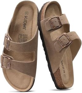 KIDMI Women's Genuine Suede Sandals Cork Footbed Summer Adjustable Slide Sandals Mocha 40 (size 9)