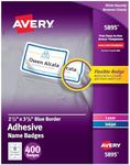 Avery Flexible Printable Name Tags, White with Blue Border, 400 Removable Name Badges (05895)