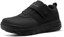 Men's Orthopedic Diabetic Wide Walking Shoes, Cushion Ankle Support for Bunions & Swollen Feet, Adjustable Stylish Slip-On Loafers for Plantar Fasciitis Heel Pain Relief, Black, Size 8