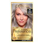 L’Oréal Paris Superior Preference 9 weeks of Luminous Fade-Defying Permanent Hair Dye, 8S Medium Silver Blonde, 100% Grey Coverage, 1 Hair Dye Kit (Packaging May Vary)