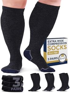 Pembrook 3 Pairs Plus Size Compression Socks Wide Calf, Knee High Socks Plus Size, Compression Socks Men Wide Calf, Compression Socks Men xxl, Blue, Black, Light Gray