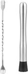 mciskin Muddler for Cocktails,10" Muddler and Bar Spoon Cocktail Mixing Spoon,Stainless Steel Cocktail Muddler Stirrer, Cocktail Spoon Long Handle,Bar Accessories Tools for Mojitos Fruit Drinks