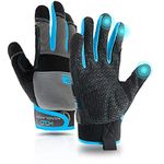 AIGEVTURE Grip Utility Mechanic Work Gloves for Men & Women, Non-Slip Silicone Box Handling Gloves Touch Screen, Durable, Breathable(Small, Blue-Grip)