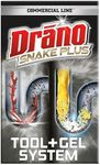 Drano Gel Drain Clog Remover and Cleaner 16oz and Snake Plus Tool 23 inches, Unclogs tough blockages, Commercial Line