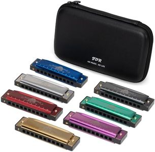 JDR Harmonica Set of 7 (Key of C, D, E, F, G, A and Bb), 10 Holes 20 Tones Blues Harp Diatonic Mouth Organ Harmonica with EVA Protective Case for Adults, Kids, Beginner and Professionals Gift Colorful