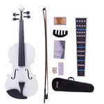 Juarez Legnò Full Size 4/4 Violin Kit, JRV100WH with Bow, Rosin, Fretboard Sticker, Mute, Bridge, Oblong Case, White