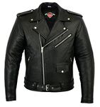 Texpeed Mens Leather Marlon Brando Motorcycle Jacket - Touring Motorbike Jacket With Genuine Biker CE Armour (EN 1621-1) Protection Black - 4XL