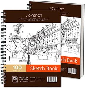 Joy SPOT! 9x12 Inch Sketchbook, Pack of 2, 200 Sheets (68 lb/100gsm), Art Sketch Book Pad for Drawing, Artist Sketchbook with Hard Cover, Spiral Binding Sketching Paper Pad for Adults & Teens