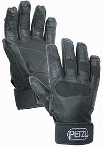 PETZL CORDEX Plus Gloves - Lightweight, Breathable Leather Belay Gloves for Climbing and Rappelling - Black - M