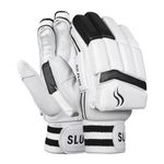 SLUGGER Cricket GO Plus Men's Batting Gloves Right Handed - Lightweight PVC Material, White Leather - Enhanced Grip and Protection for Superior Performance | White & Black