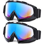 EasYoung Motorcycle Goggles 2 Pack, ATV Dirt Bike Goggles, Off Road Racing and Riding Motorbike Goggles for Men Women Youth, Windproof Eyewear Adult’s Cycling Motocross Goggles