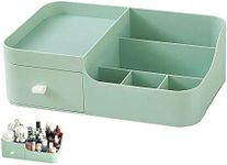 FOREVERIE Makeup Organisers with 1 Drawer, Plastic Skincare Storage Box Desk Organiser Display for Bathroom, Bedroom, Home and Office, Green (Small)