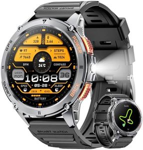 Military Smart Watch for Men with GPS, 1.43" AMOLED Bluetooth Call Smartwatch with LED Flashlight, Rugged Smart Watches for Android iOS, IP68 Waterproof Fitness Tracker with Heart Rate (Black)
