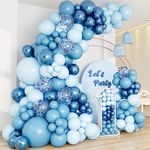 Blue Balloon Arch Kits, Metallic Macaron Blue Confetti Balloons for Baby Shower Boys,Birthday,Bridal Shower Decorations,Wedding,Anniversary,Ocean Themed Party Background Decorations