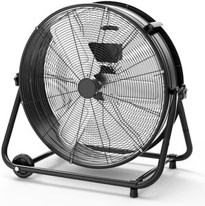 24 Inch Industrial Floor Fan, 3 Speed High Velocity Drum Fan, Heavy Duty Metal Floor Fan Barrel Fan for Commercial, Workshop, Patio, Warehouse, Factory, Garage
