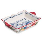 Sagoskat Casserole Dish Baking Dish Ceramic Baking Pan, 9x13 Baking Pan, Nonstick Baking Dishes for oven, Red flower pattern Lassagne Pan, Casserole Dishes with handles, for Kitchen