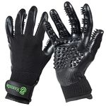 #1 Ranked, Award Winning Handson Gloves for Shedding, Bathing, Grooming, De-Shedding Horses/Dogs/Cats/Livestock/Small Pets - Black Medium