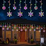 Christmas Snowflake Lights, 17.22ft 264 LED Icicle Lights Outdoor with 22 Drops, 8 Modes Waterproof Connectable Christmas Light for Eaves, Wedding, Garden, Yard, Indoor Outdoor Xmas Decor (Multicolor)