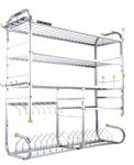 OSE Kitchen Dish Rack | Wall Mounted | 5 Shelves | Stainless Steel | Holds 18+ Plates | Space-Saving | Rustproof | Easy Assembly (30 X 32 INCH)