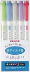 Zebra NC5 Highlighter Mildliner, 5 Color Set (WKT7-5C-NC)