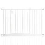 Bettacare Extra Wide Hallway Dog Gate, 109cm - 115cm, White, Pressure Fit Pet Gate, Puppy Safety Barrier for Hallways and Wide Spaces, Easy Installation