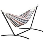 RUN.SE Double Hammock with Detachable Stand 8.9 FT Hammock with Stand, Holds Up to 450lbs, Use for Indoor/Outdoor, Gift Idea for Birthday (Coffee Brown)