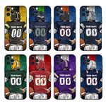 BOSTEPY Custom Football Team Name and Number Case for iPhone 16 15 14 13 12 11 Pro Max Mini Xr Xs X 7 8 Plus SE 6s 6,Personalized Football Team Style Liquid Silicone Rubber Phone Case Cover - Black