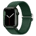 KEYSJEFF Braided Strap Compatible with Apple Watch Straps 45mm 41mm 40mm 44mm Elastic Solo Loop Sport Bands for IWatch Series 9 8 7 6 5 4 SE Adjustable Stretchy Belt (No Watch) (42mm/44mm/45mm,Green)