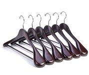 Nature Smile Luxury Mahogany Wooden Suit Hangers - 6 Pack - Wood Coat Hangers,Jacket Outerwear Shirt Hangers,Glossy Finish with Extra-Wide Shoulder, 360 Degree Swivel Hooks & Anti-Slip Bar with Screw