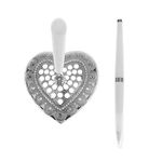 WINOMO Wedding Pen with Love heart Shaped Holder for Wedding Signature Gift Package (Silver)