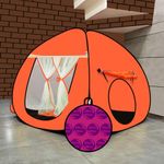 Foldable Kids Play Tent House | Pop-Up Playhouse for Boys & Girls (Up to 10 Years) | Multi-Purpose Indoor & Outdoor Tent with Mosquito Net | Fun Orange Theme – Easy Setup & Portable