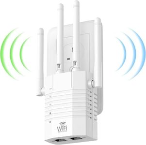 1200Mbps WiFi Extender, WiFi Extender Signal Booster for Home, Internet Extender WiFi Booster, WiFi Range Extender Covers Up to 12880 sq. ft & 105 Devices, Supports Ethernet Port