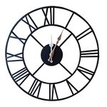 Klass Home 40cm Black Metal Large Wall Clock INDOOR/OUTDOOR Wall Clock | Silent Non-Ticking Roman Numerals Clocks For Living Room | Bedroom Kitchen Clock | Outdoor Clock | Garden Clock | Home Decor