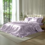 Degrees of Comfort Satin Bed Sheets Set Queen Size 6 Pcs, Lavender Purple Silky and Luxuriously Soft Sheet, 14 inches Deep Pocket, Similar to Silk Sheets, 1 Fitted Sheet,1 Flat Sheet,4 Pillowcases