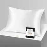 OLESILK 100% Mulberry Silk Pillow Cases Queen Size for Hair and Skin, Both Sides 19 Momme Mulberry Silk Pillowcase with Hidden Zipper - Ivory, 20''×30''