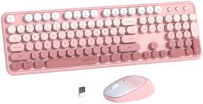 UBOTIE Colorful Computer Wireless Keyboards Mouse Combos, Typewriter Flexible Keys Office Full-Sized Keyboard, 2.4GHz Dropout-Free Connection and Optical Mouse (Peach Gradient)